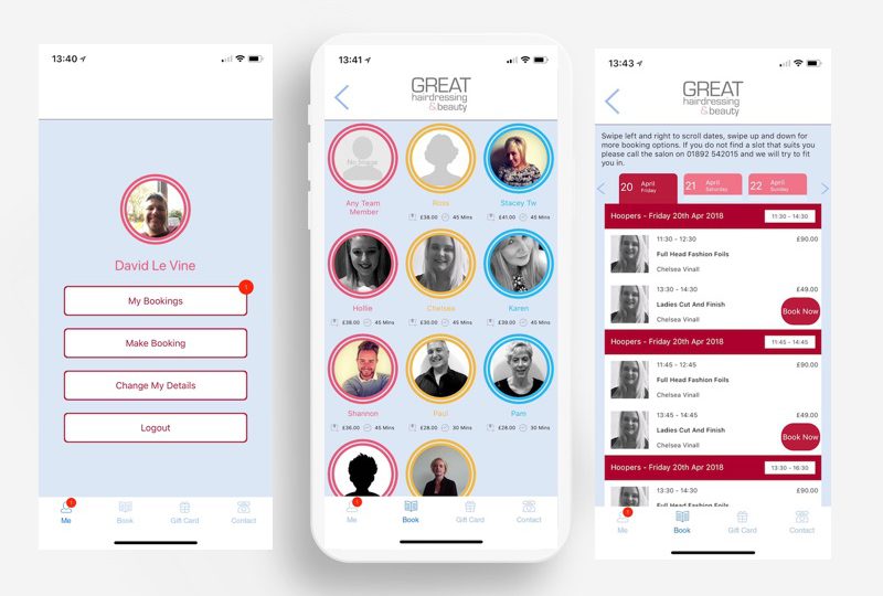 Salon Software Booking App on Android or Apple